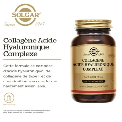 Collagene Acide Hyaluronique Complexe Solgar - boîte de 30 comprimés