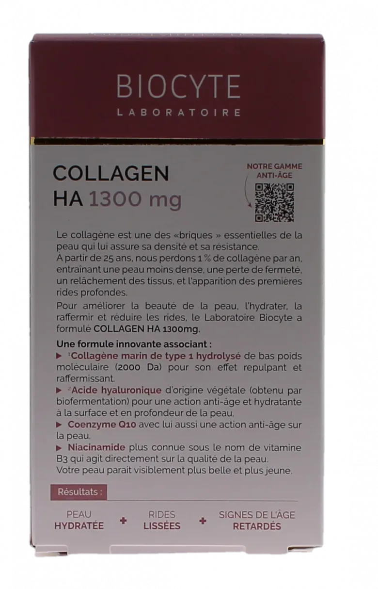Collagen HA 1300mg beauté et fermeté Biocyte - boite de 80 gélules