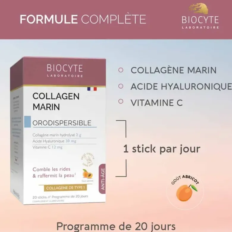 Collagen marin orodispersible Biocyte - boîte de 20 sticks