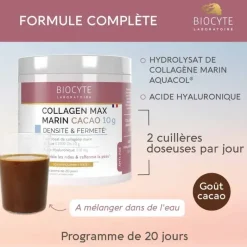 Collagen max marin cacao densité & fermeté Biocyte - pot de 260g