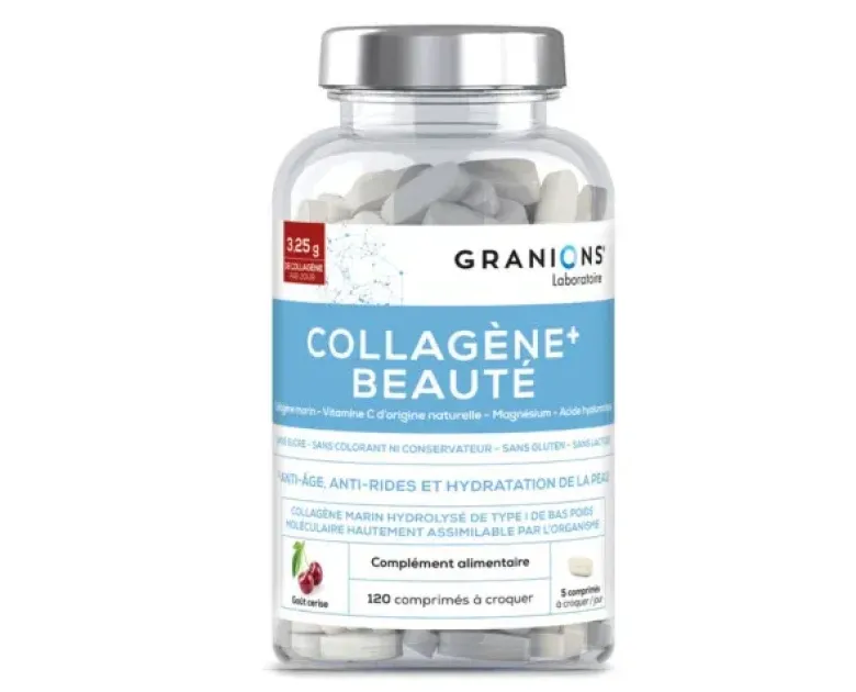 Collagène+ beauté goût cerise Granions - pot de 120 comprimés