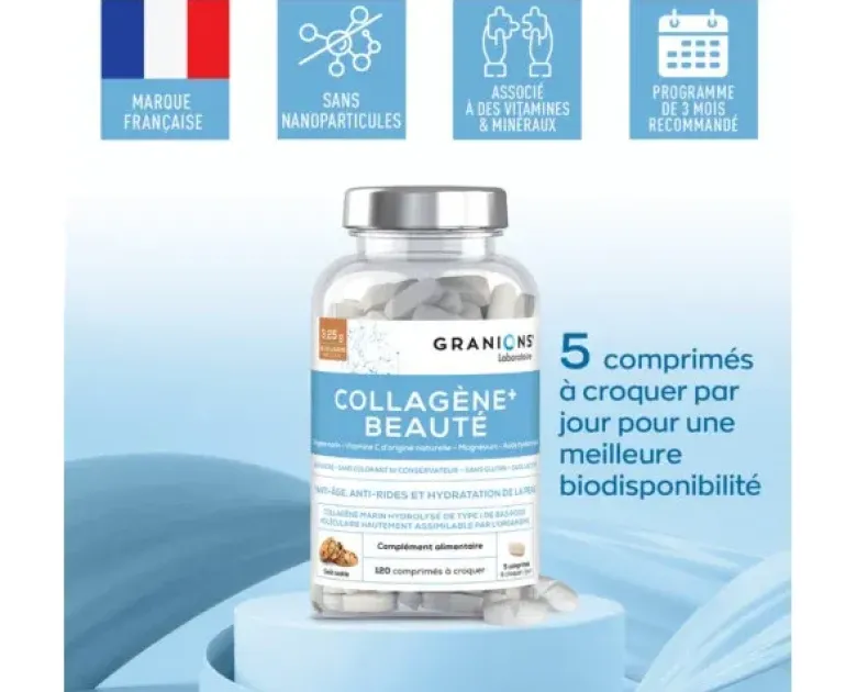 Collagène+ beauté goût cookie Granions - pot de 120 comprimés