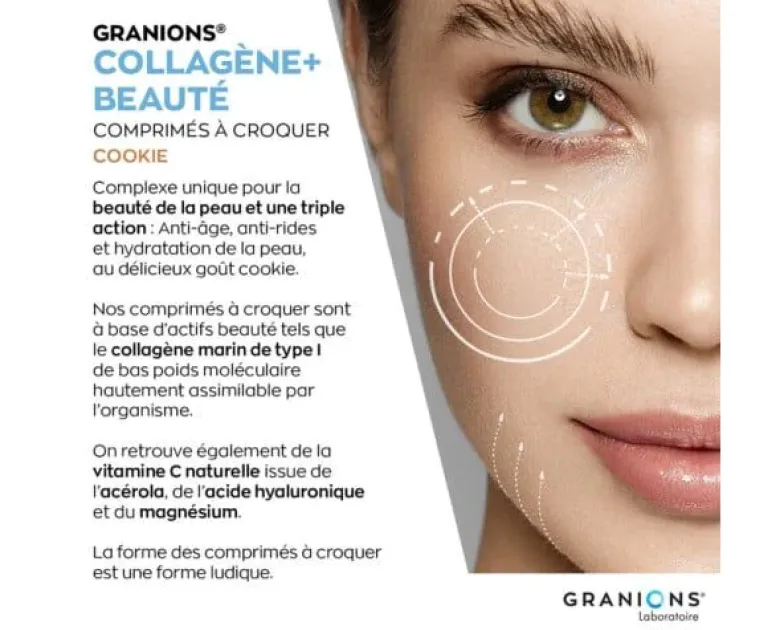 Collagène+ beauté goût cookie Granions - pot de 120 comprimés