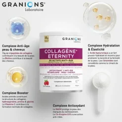 Collagène+ Eternity anti-âge goût framboise Granions - Pot de 343g