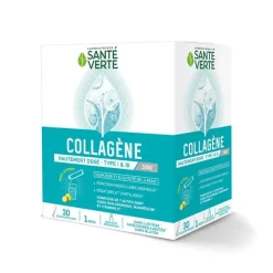 Collagène hautement dosé goût citron Santé Verte - boîte de 30 sticks de poudre