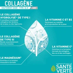 Collagène hautement dosé goût citron Santé Verte - boîte de 30 sticks de poudre