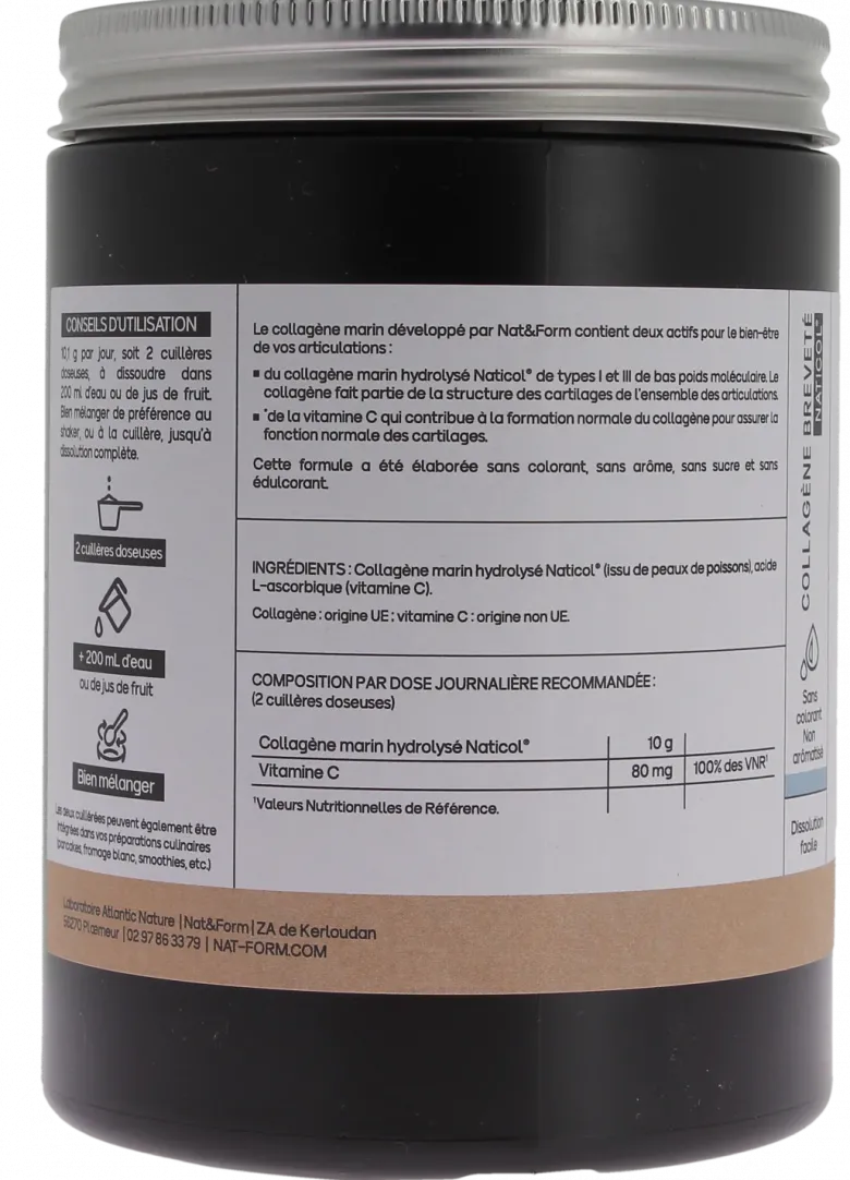 Collagène marin articulations Nat&Form - pot de 252g