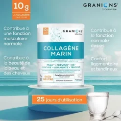 Collagène marin goût neutre Granions – pot 258 g