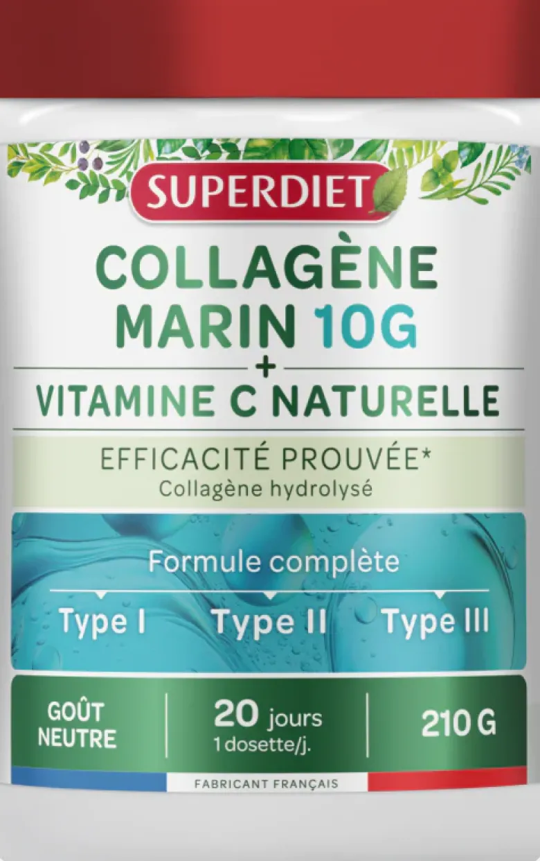Collagène marin 10g + Vitamine C Superdiet - pot de 210g