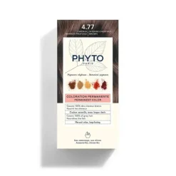 Coloration permanente 4.77 châtain marron profond Phyto - lait révélateur et crème colorante de 50ml