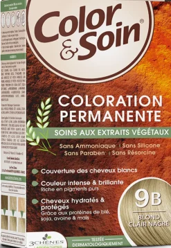 Color & soin coloration permanente blond clair nacré 9B Les 3 chênes - 1 kit