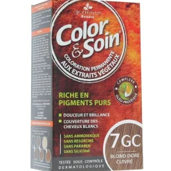 Color & soin coloration permanente Blond doré cuivré 7GC Les 3 chênes - 1 kit