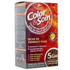 Color & soin coloration permanente châtain clair cappuccino 5GM Les 3 chênes - 1 kit