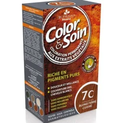 Color & soin coloration permanente Blond terre cuivré 7C Les 3 chênes - 1 kit