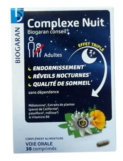 Complexe Nuit effet triple Biogaran – 30 comprimés