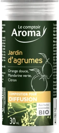 Composition pour diffusion jardin d'agrumes Le comptoir Aroma - flacon de 30 ml