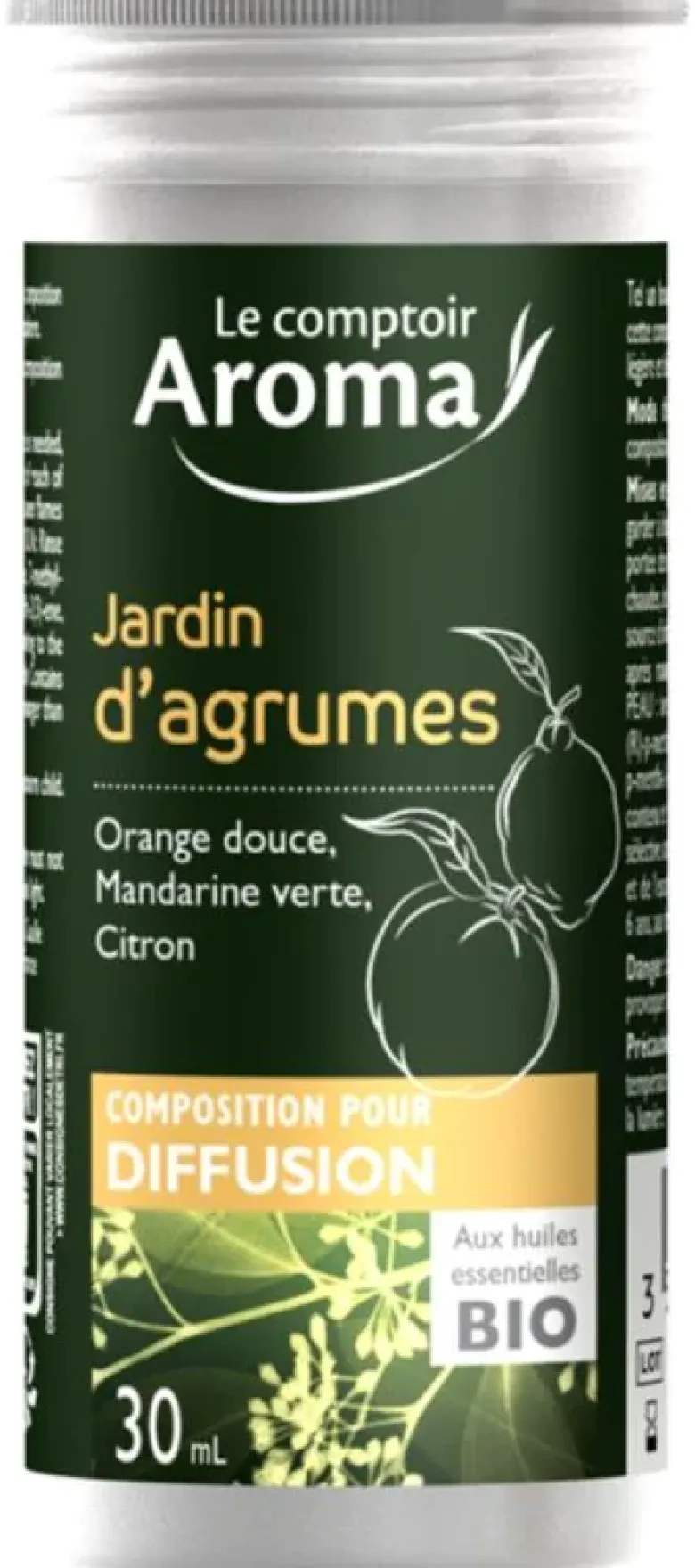 Composition pour diffusion jardin d'agrumes Le comptoir Aroma - flacon de 30 ml