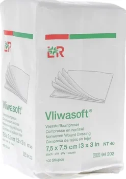 Compresse non tissée 7,5x7,5cm Vliwasoft Velpeau Lohmann & Rausher - boite de 100 compresses