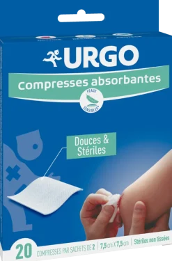 Compresses absorbantes Urgo - compresses par sachets de 2 7,5cmX7,5cm