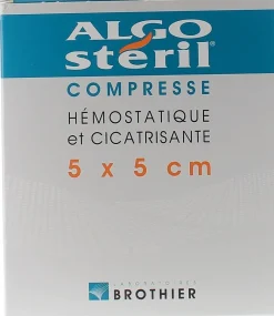 Compresses hémostatiques et cicatrisantes 5x5 cm algostéril Brothier - boite de 10 compresses