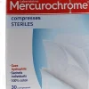 Compresses stériles coton Mercurochrome - boite de 30 compresses
