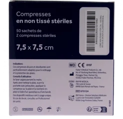 Compresses stériles non tissé 3M - 50 sachets de 2 compresses stériles de 7,5x7,5 cm
