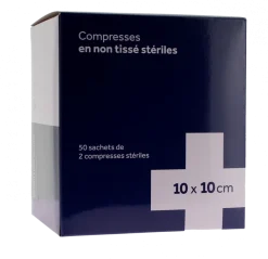 Compresses stériles non tissé 3M – 50 sachets de 2 compresses 10x10 cm