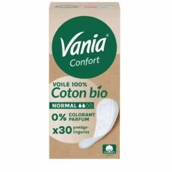 Confort protège-slip coton bio normal Vania - boite de 30 protège-lingeries