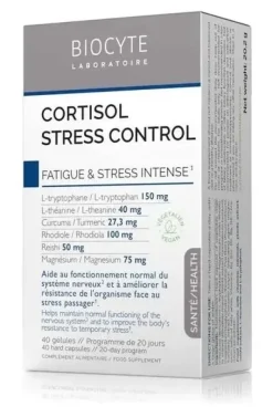 Cortisol Stress Control fatigue et stress intense Biocyte - boite de 40 gélules