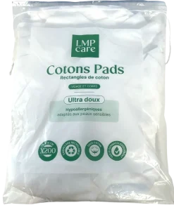 Cotons pads rectangles de coton LMP care - sachet de 200 cotons 8x10cm