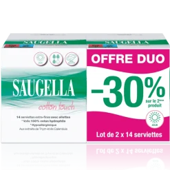 Cotton touch serviette extra-fine avec ailettes jour Saugella