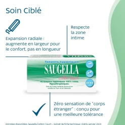 Cotton Touch Tampons hygiéniques super Saugella - boîte de 16 tampons