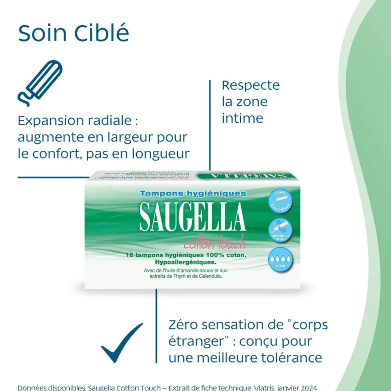 Cotton Touch Tampons hygiéniques super Saugella - boîte de 16 tampons