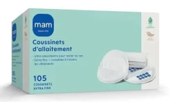 Coussinets d'allaitement extra fins Mam - boite de 105 coussinets
