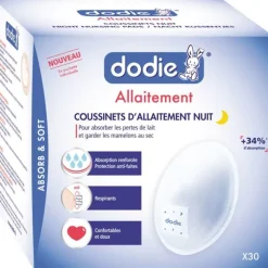 Coussinets d'allaitement nuit absorption renforcée Dodie - boîte de 30