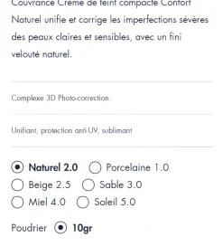 Couvrance Crème de teint compacte naturel 2.0 SPF 30 Avène - poudrier de 10 g