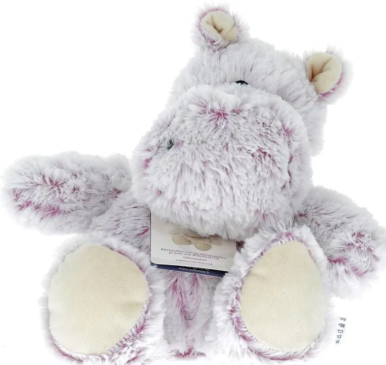 Cozy Peluches Bouillotte Hippopotame Déhoussable Soframar - 1 peluche de 30 cm