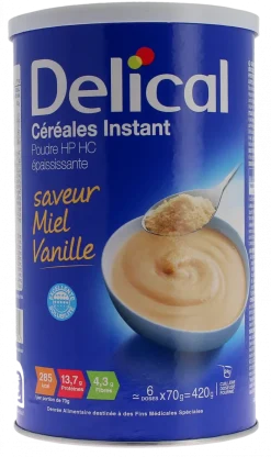 Céréales Instant saveur miel vanille Delical - pot de 420g