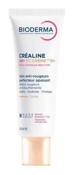 Créaline AR+ CC crème dorée SPF50+ soin anti-rougeurs Bioderma - tube de 40ml