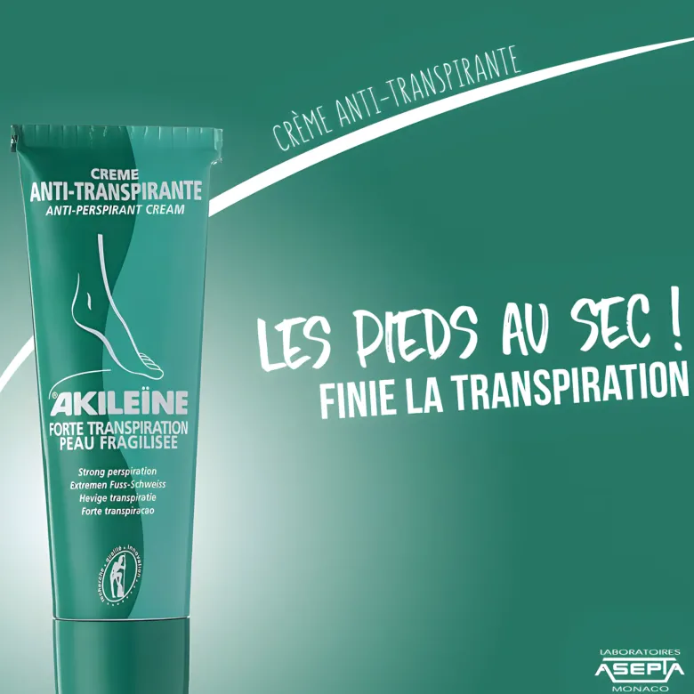 Crème anti-transpirante pieds Akileïne - tube de 75 ml