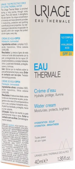Crème d'eau légère SPF20 Uriage - tube de 40 ml