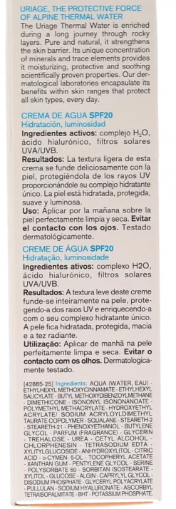 Crème d'eau légère SPF20 Uriage - tube de 40 ml