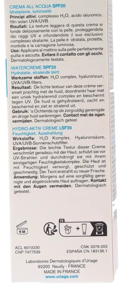 Crème d'eau légère SPF20 Uriage - tube de 40 ml