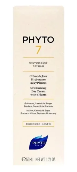 Crème de jour hydratant pour cheveux Phyto 7 - tube de 50ml