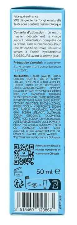 Crème de jour à l'acide hyaluronique Bio Secure - tube de 50ml