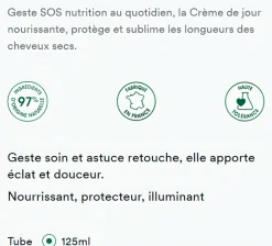 Crème de jour à la mangue nutrition cheveux secs Klorane - tube de 125 ml