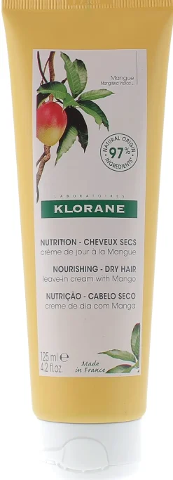 Crème de jour à la mangue nutrition cheveux secs Klorane - tube de 125 ml