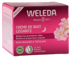 Crème de nuit lissante rose musquée et thé blanc Weleda - pot de 40ml