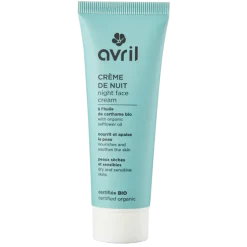 Crème de nuit peaux sèches et sensibles bio Avril - tube de 50 ml