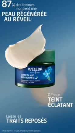 Crème de nuit redensifiante Gentiane bleue et Edelweiss Weleda - pot de 40ml